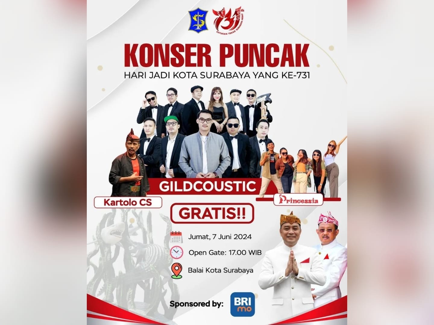 Konser Puncak Perayaan HJKS ke-731 di Balai Kota Surabaya
