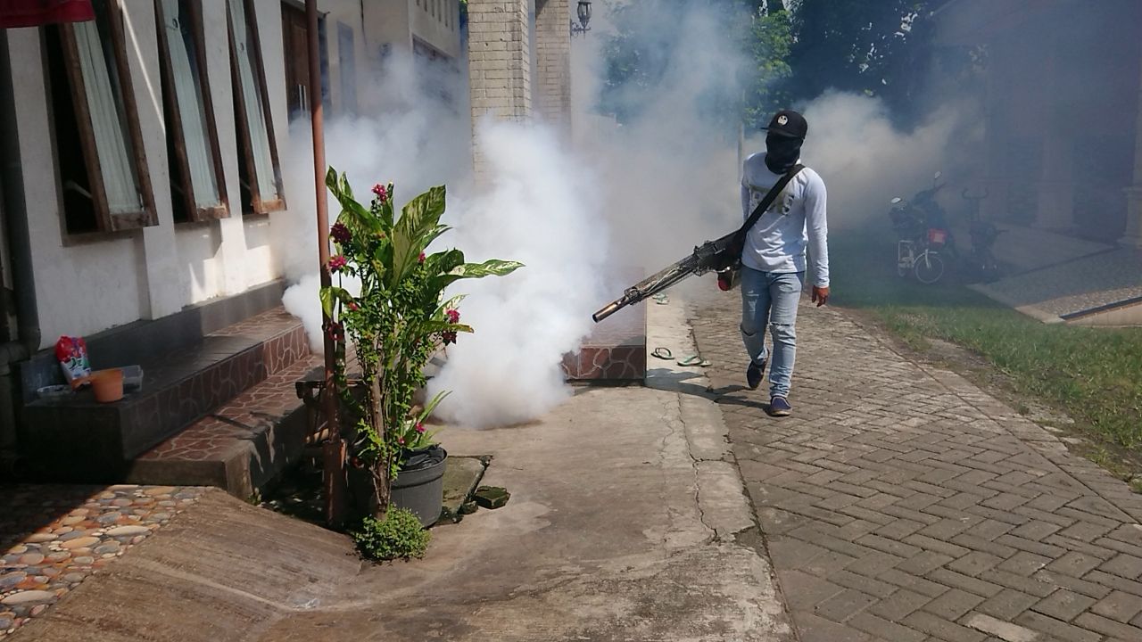 Pengasapan di Desa Tapan Kecamatan Kedungwaru untuk memutus penularan chikungunya