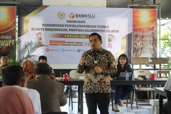 Muhammad Rifqinizamy Karsayuda (MRK), Anggota Komisi II DPR menjadi narasumber Sosialisasi Pemilu 2024 oleh Badan Pengawas Pemilu (Bawaslu) RI