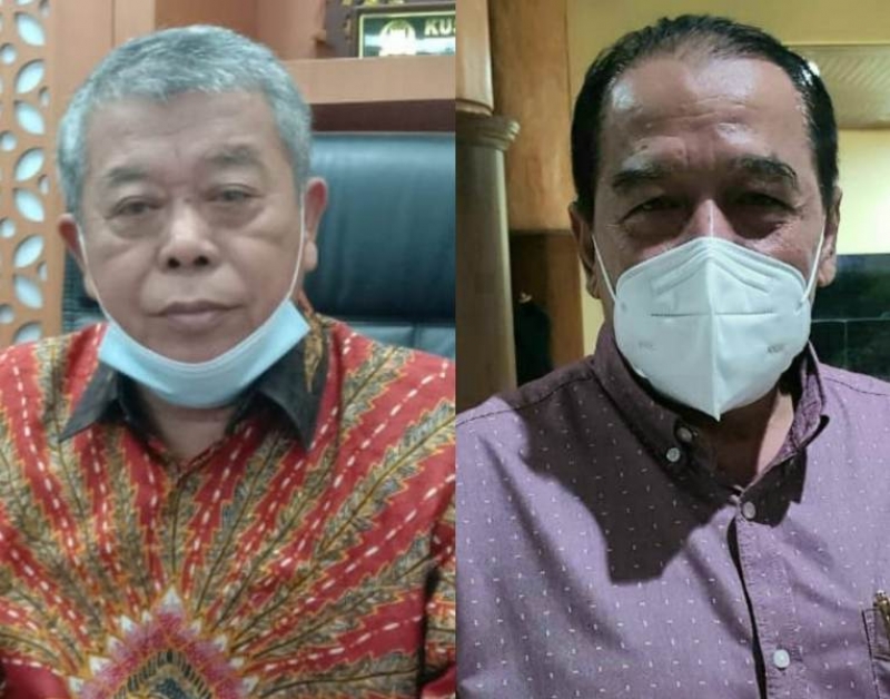 Ketua DPRD Jatim Kusnadi dan Penasihat Kadin Jatim Erlangga Satriagung.