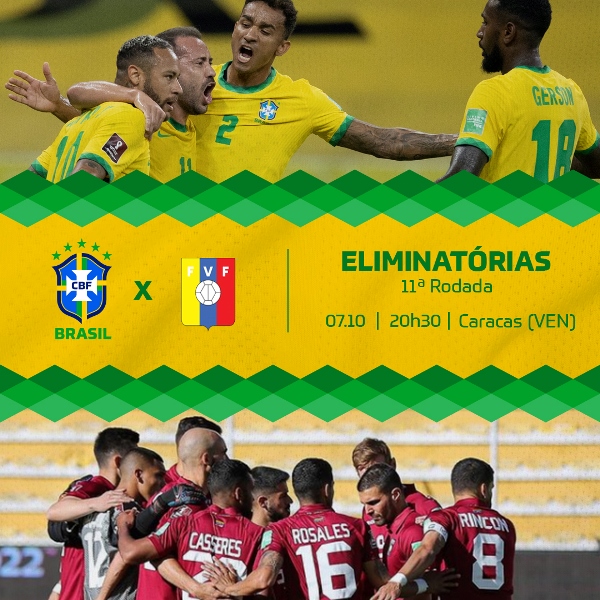 Venezuela vs Brasil, kualifikasi Piala Dunia CONMEBOL 2022 di Estadio Olimpico de la UCV, Jumat (08/10/2021) pukul 06.30 WIB.