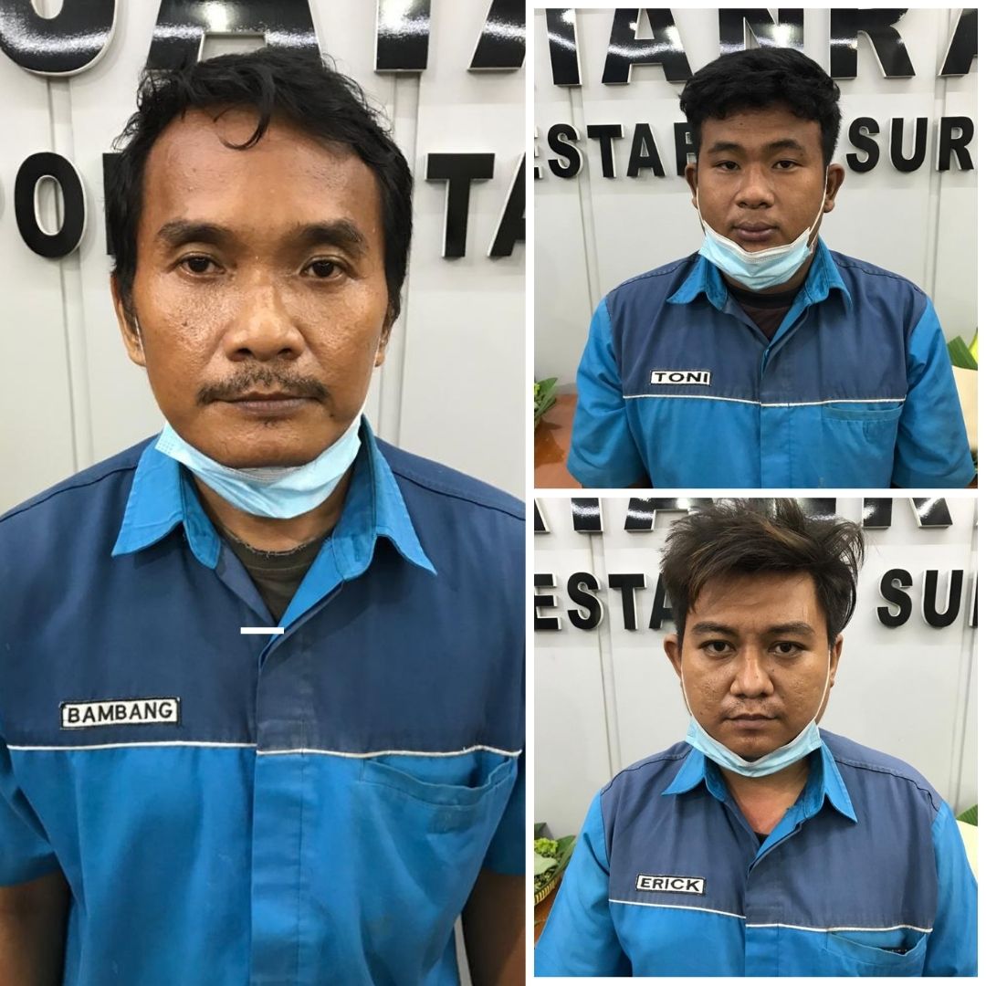 Tiga pembobol Gudang UD Idesson di Jalan Simojawar 84-D