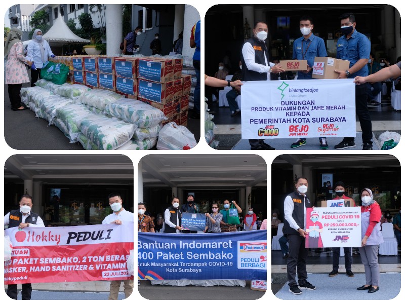 Penyerahan bantuan yang diterima langsung oleh Wali Kota Surabaya Eri Cahyadi.