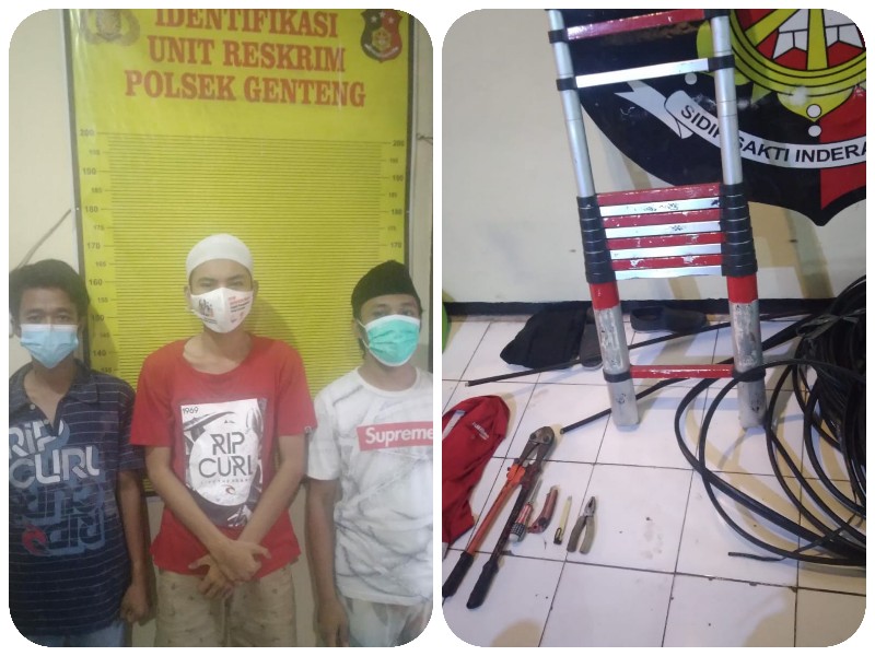 Ketiga pelaku dan barang bukti.