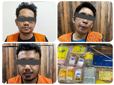 Para tersangka dan barang buktinya.