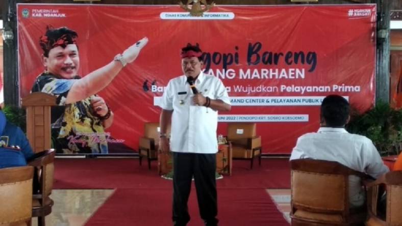 Plt Bupati Nganjuk Marhaen Djumadi Gelar Ngopi Bareng di Pendopo KRT Sosrokoesoemo, Rabu (29/6/2022)