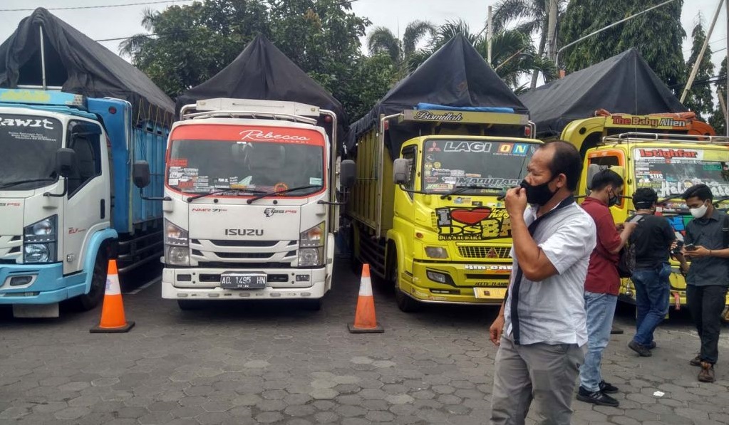 Empat truck yang diamankan Satlantas Polres Probolinggo.