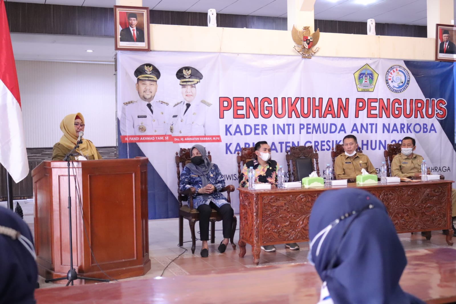 Wakil Bupati Gresik, Aminatun Habibah resmi melantik pengurus Kader Inti Pemuda Anti Narkoba (KIPAN) masa bakti 2022-2024