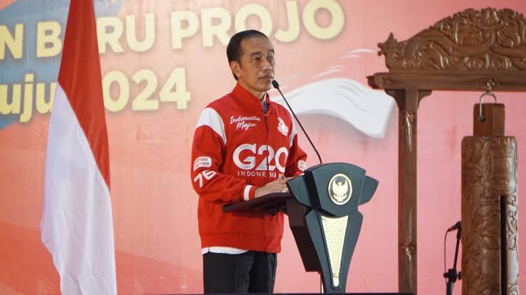 Presiden Jokowi saat menghadiri Rakernas Projo di Borobudur Magelang 