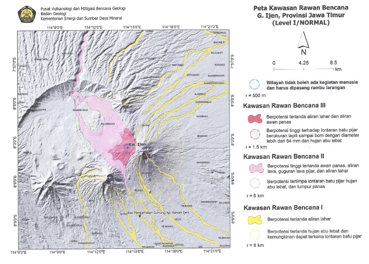 Data aktivitas Gunung Ijen dari pengamatan Pusat Vulkanologi dan Mitigasi Bencana Geologi (PVMBG), Rabu (10/1/2024) 