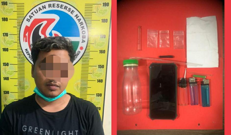 Salah satu dari empat sopir bus yang ditangkap personel Polres Tulungagung.