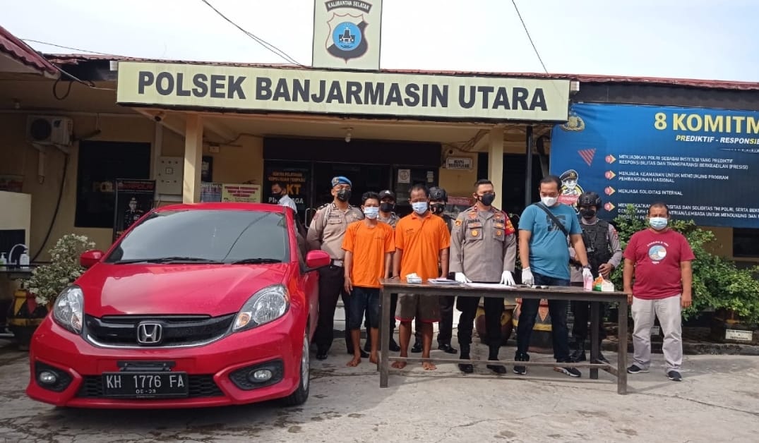 Kepolisian Sektor Banjarmasin Utara merilis kasus pencurian mobil Honda Brio KH 1776 FA 