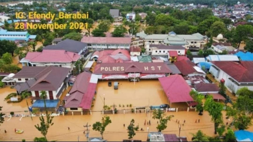 Suasana banjir di Kalimantan Selatan.
