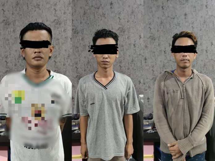 Tiga Pria yang diamankan karena sabu.