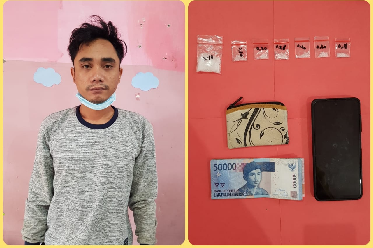 Tersangka dan barang bukti narkoba yang diamankan.