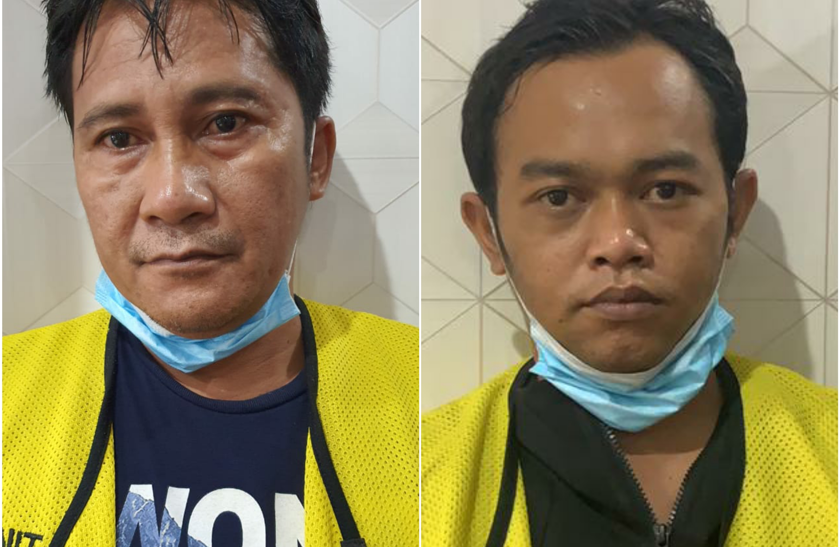 Abdul Wahid dan Teguh Mardianto saat diamankan di Mapolrestabes Surabaya