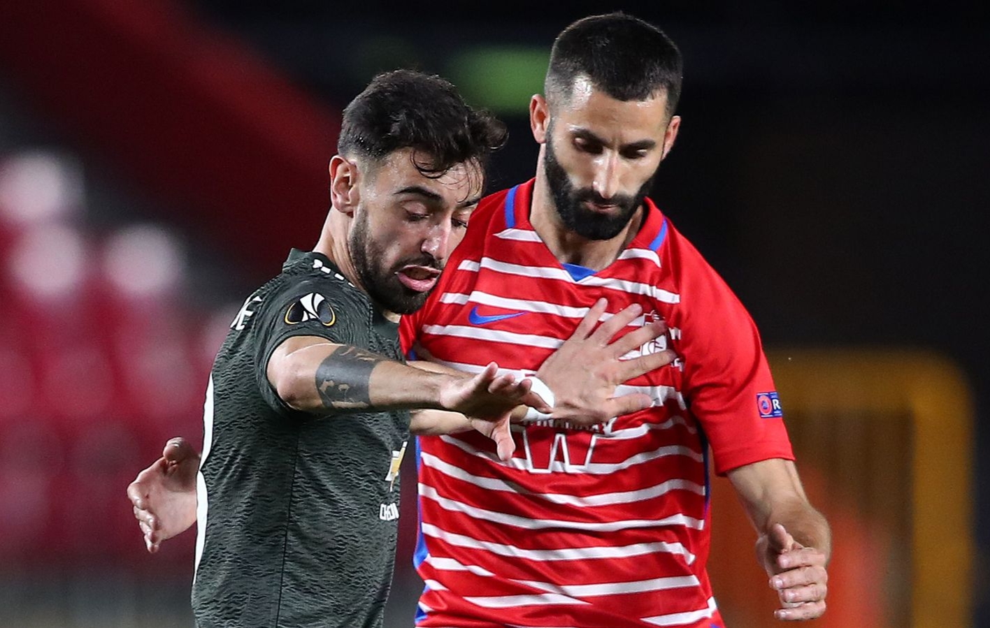 Bruno Fernandes menyumbang satu gol kemenangan MU atas Granada pada leg pertama babak perempat final Liga Eropa, Jumat WIB (Skysport)