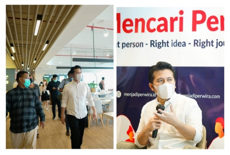 Wakil Gubernur Jawa Timur Emil Elestianto Dardak saat mengikuti program Pemuda Wirausaha (Perwira) 2021 di Co-Hive Voza Tower. (Kominfo Jatim)