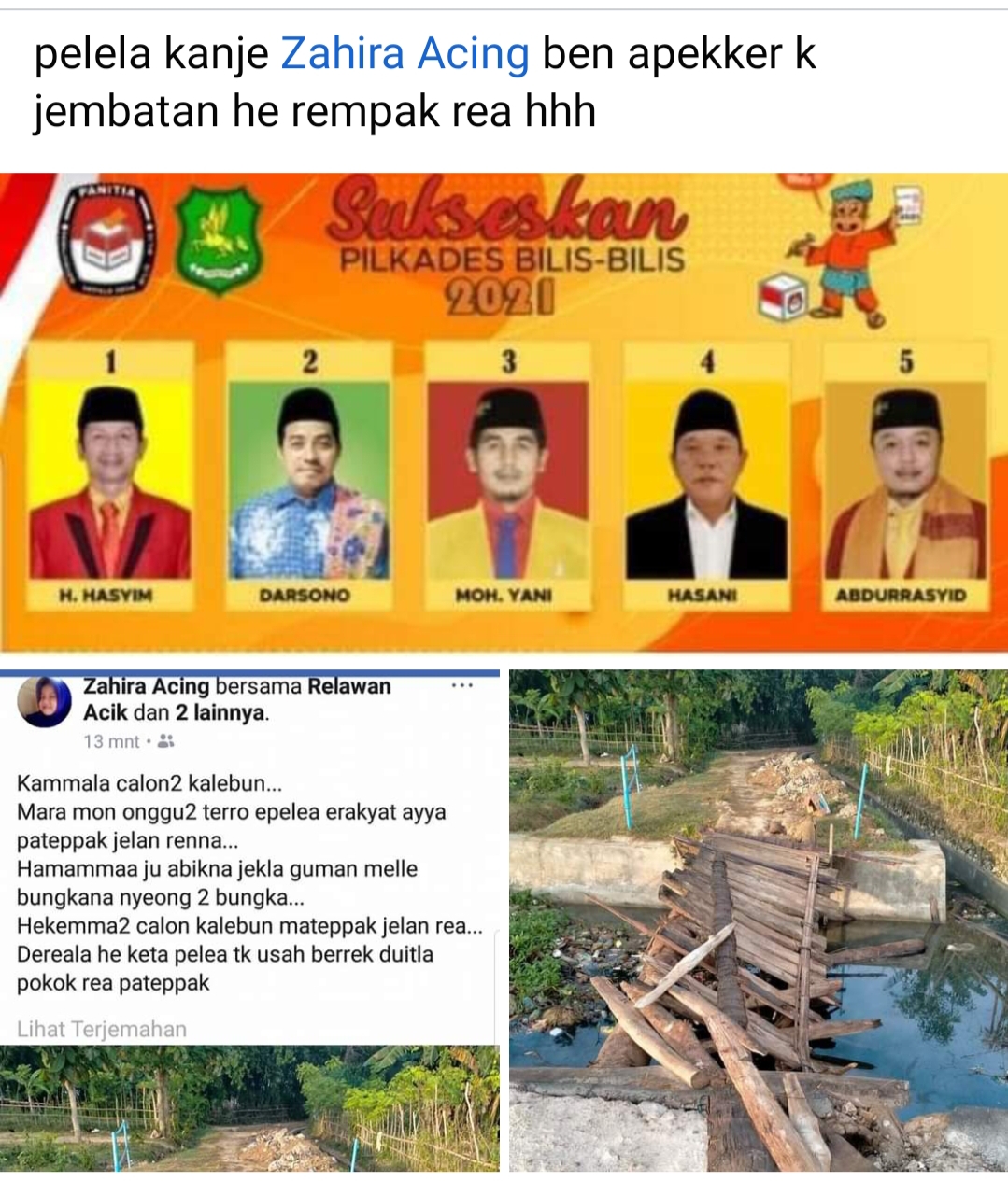 Calon kepala desa di Kepulauan Kangean, postingan viral dan jalan rusak.