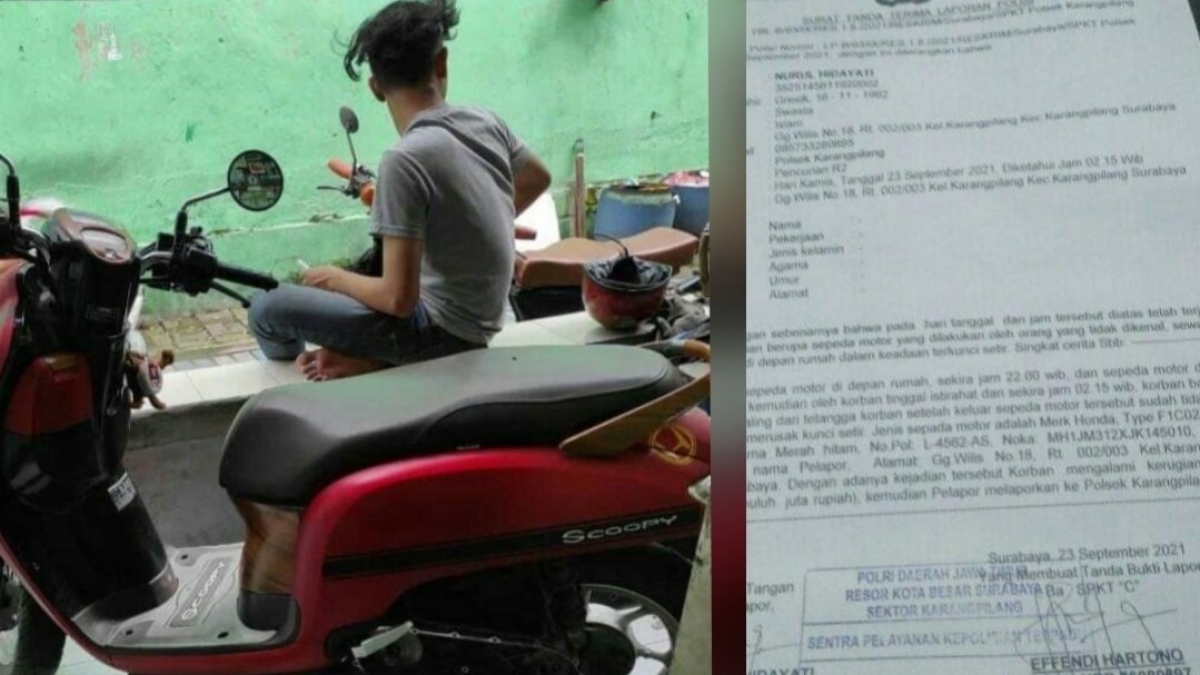 Kendaraan dan bukti laporan korban ke Polisi.