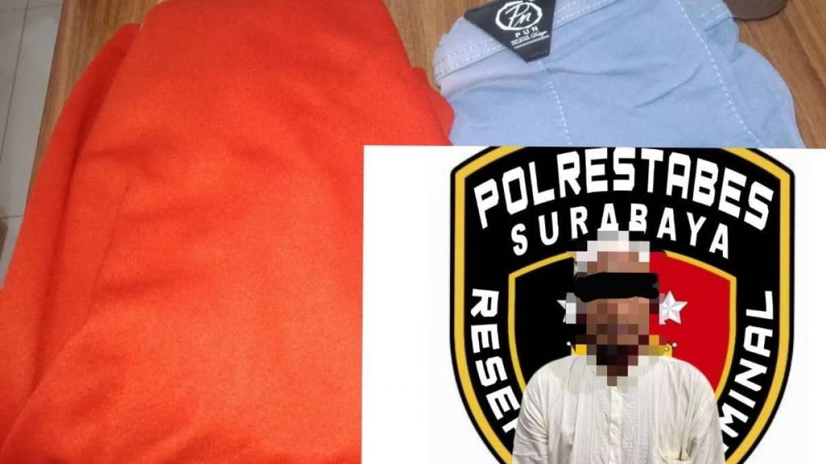Pelaku cabul dan barang bukti yang diamankan.