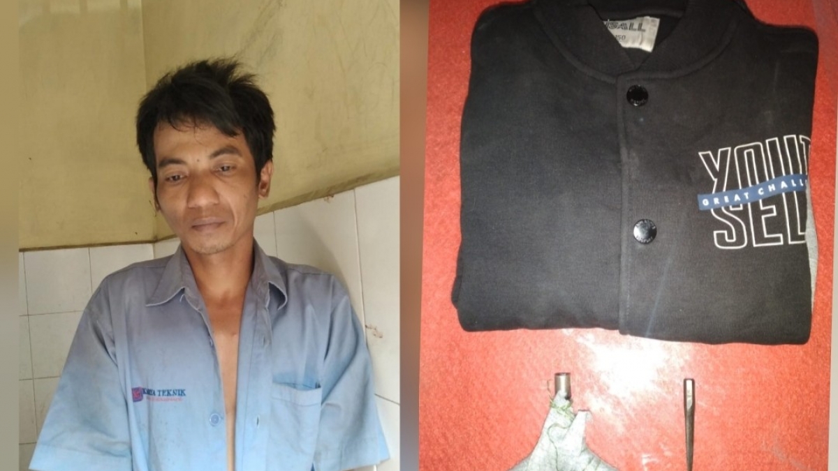 Pelaku dan barang bukti yang diamankan.