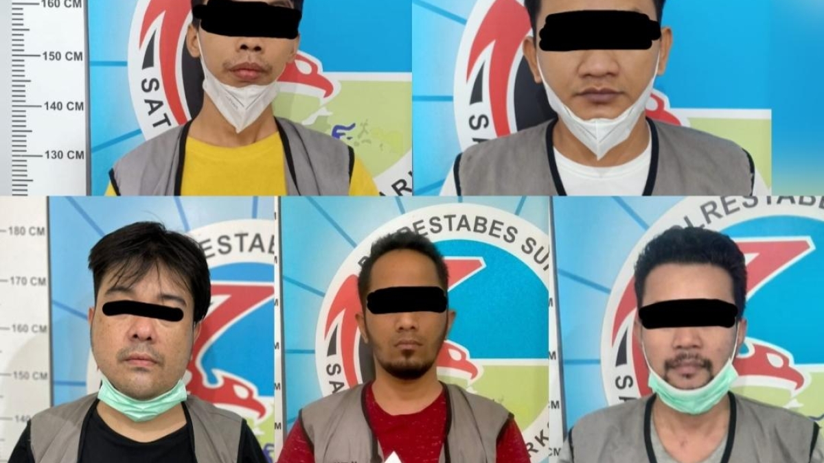 Lima pengedar yang dibekuk polisi.