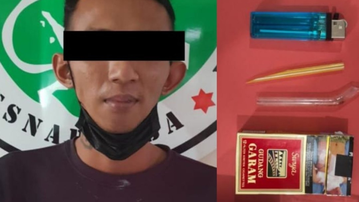 Pelaku dan barang bukti yang diamankan.