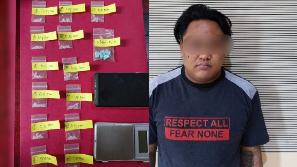 Pelaku dan barang bukti yang diamankan.
