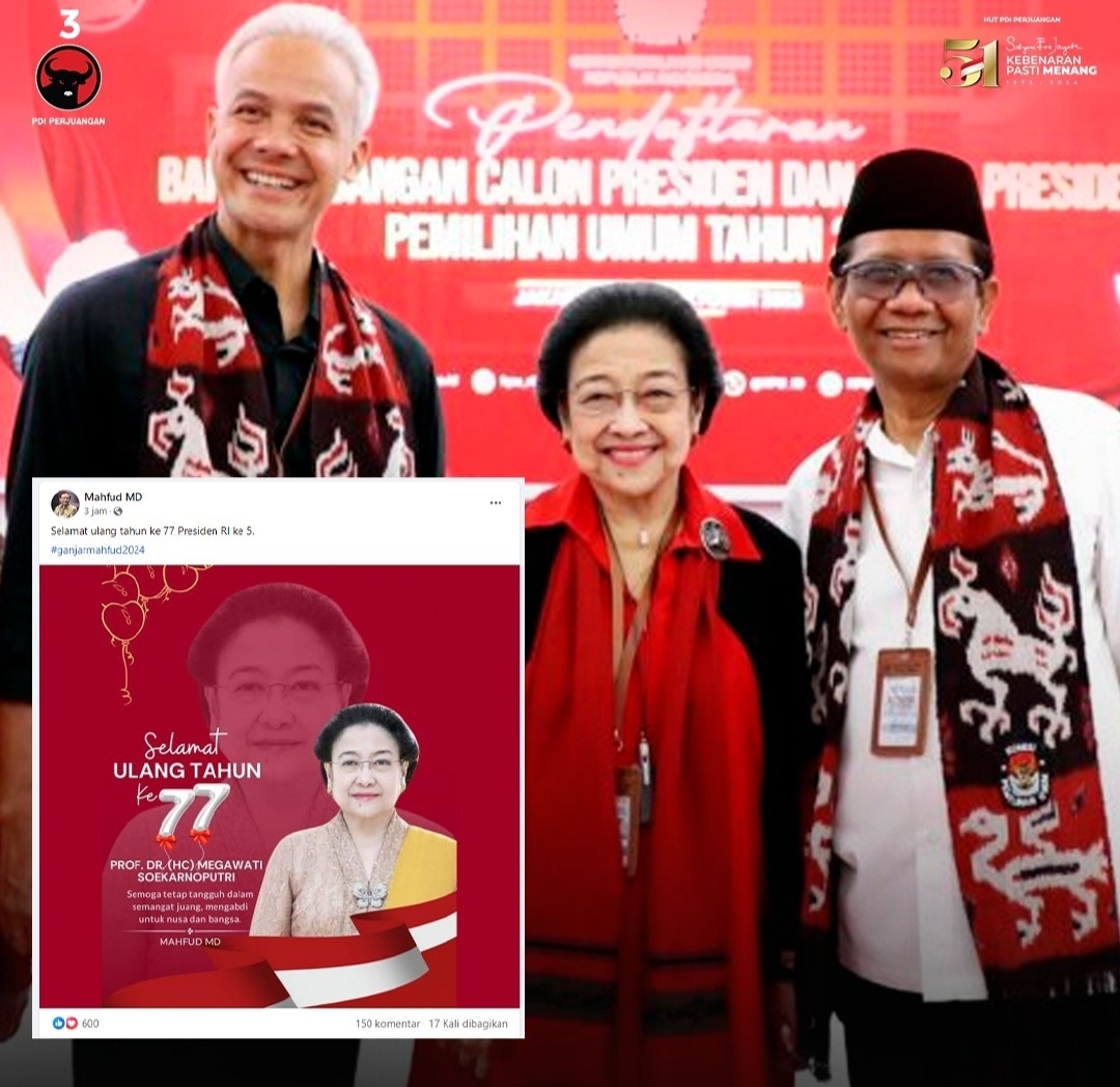 Ketua Umum PDI Perjuangan Megawati Soekarnoputri berulang tahun ke 77 pada Selasa, 23 Januari 2024.