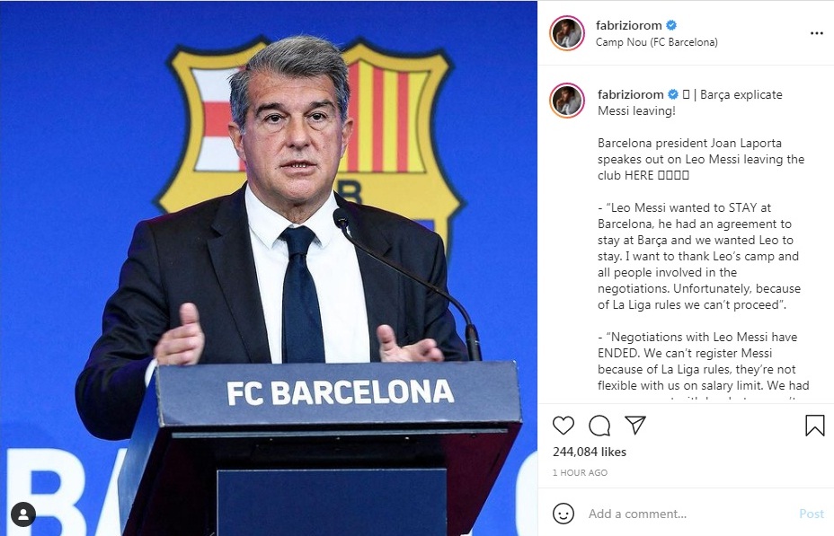 Presiden FC Barcelona Joan Laporta. (Twitter @FCBarcelona)