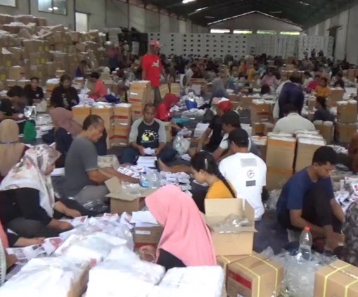 Gudang logistik surat suara KPU Kab. Sidoarjo. (Dok KPU Sidoarjo).