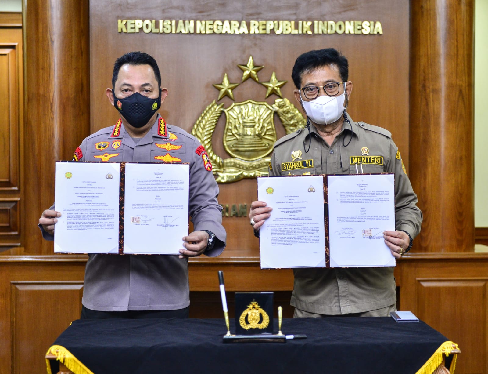 Kapolri Jenderal Listyo Sigit Prabowo dan Menteri Pertanian (Mentan) Syahrul Yasin Limpo.