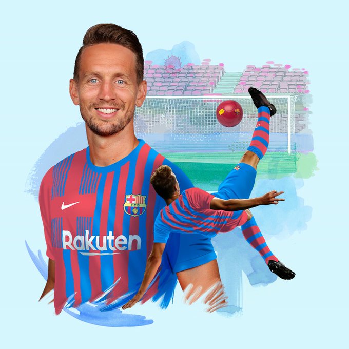 Luuk de Jong berkostum Barcelona. (Twitter @FCBarcelona)