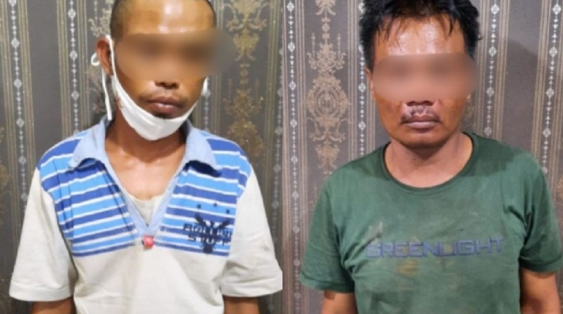 Dua pelaku dan barang bukti yang diamankan.