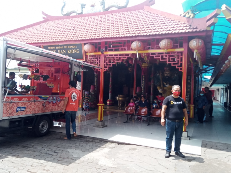 Suasana Klenteng Hong San Kiong di Kecamatan Gudo, Kabupaten Jombang. 