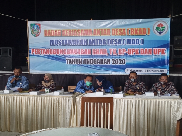 Agenda Musyawarah Antar Desa (MAD) dan Badan Kerjasama Antar Desa (BKAD) Jombang, Rabu (17/2/2021).