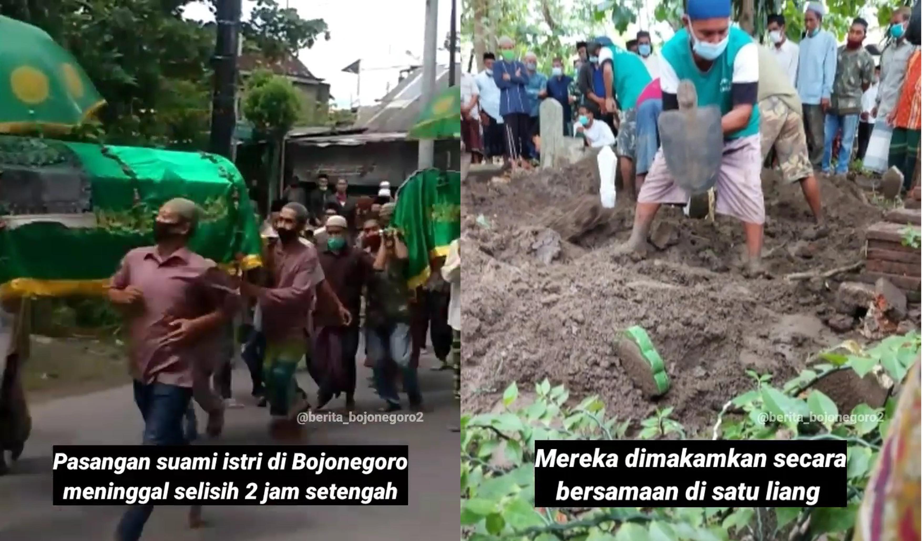 Tangkapan layar video dalam akun Instagram @berita_bojonegoro2 mengenai suami istri yang meninggal dalam waktu hampir bersamaan. 