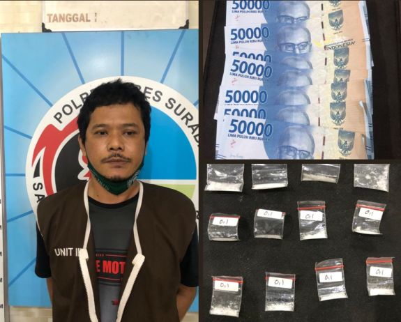 12 poket plastik berisi sabu dengan berat 3,6 gram yang diamankan dari tersangka Yoyok.
