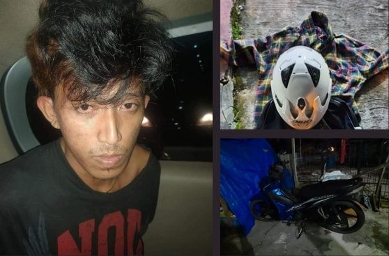Pelaku Ongky Alexander Surya Kusuma (24) dan barang bukti yang diamankan oleh pihak kepolisian.