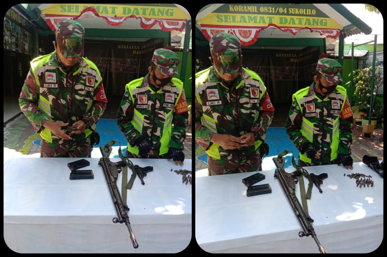 Dua pucuk senjata yang diamankan anggota TNI.