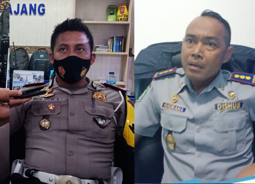 Kasat Lantas Polres Lumajang AKP Bayu Halim Nugraha dan Nugraha Yudha Mudiarto, Kepala Dinas Perhubungan (Dishub) Kabupaten Lumajang.