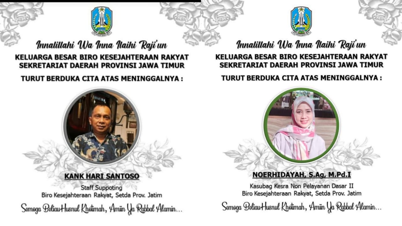 Ucapan duka cita dari Biro Kesra Setda Jatim.
