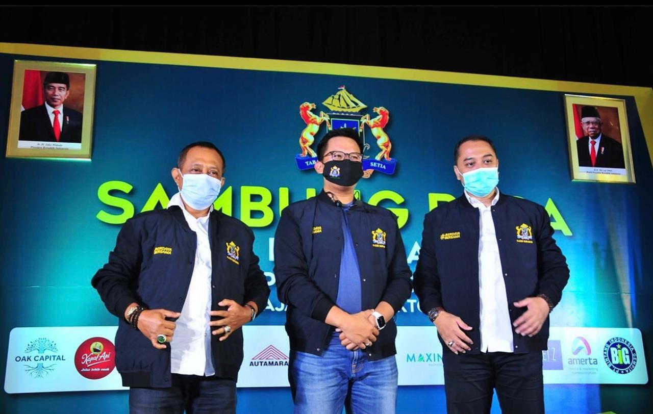 Dari kiri, Wawali Surabaya Armuji, Ketua Kadin Surabaya M Ali Affandi, dan Wali Kota Surabaya Eri Cahyadi.