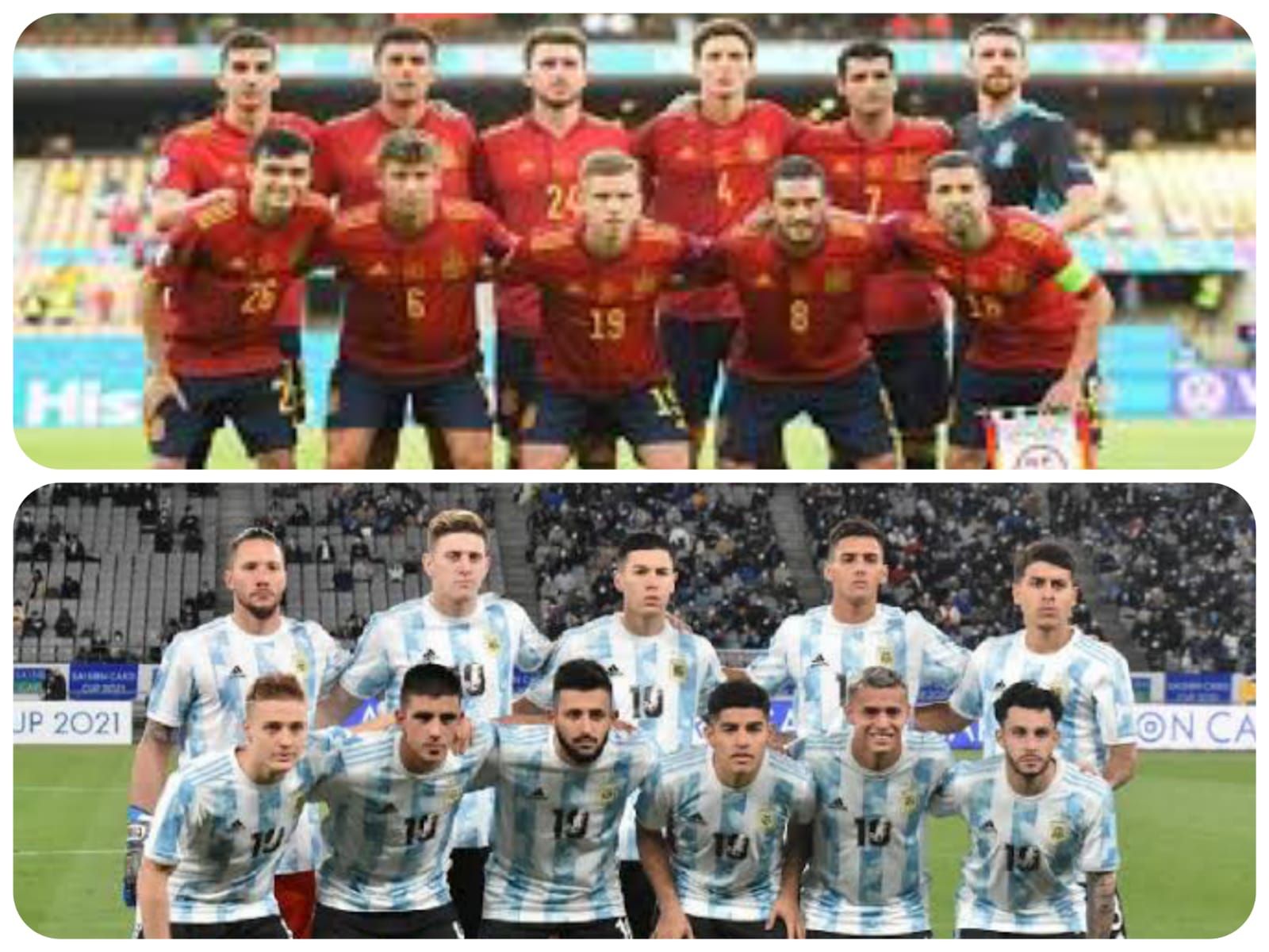 Timnas Spanyol dan Timnas Argentina.