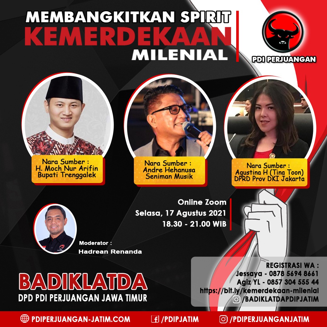 Webinar dengan tema "Membangkitkan Spirit Kemerdekaan Milenial, Selasa (17/8/2021).