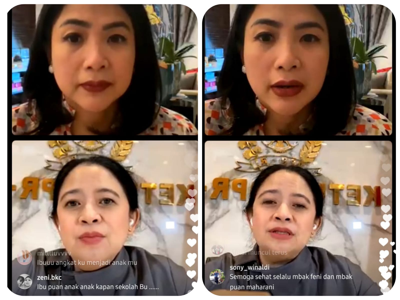 IG Live Ketua DPR RI Puan Maharani dan host Feni Rose.