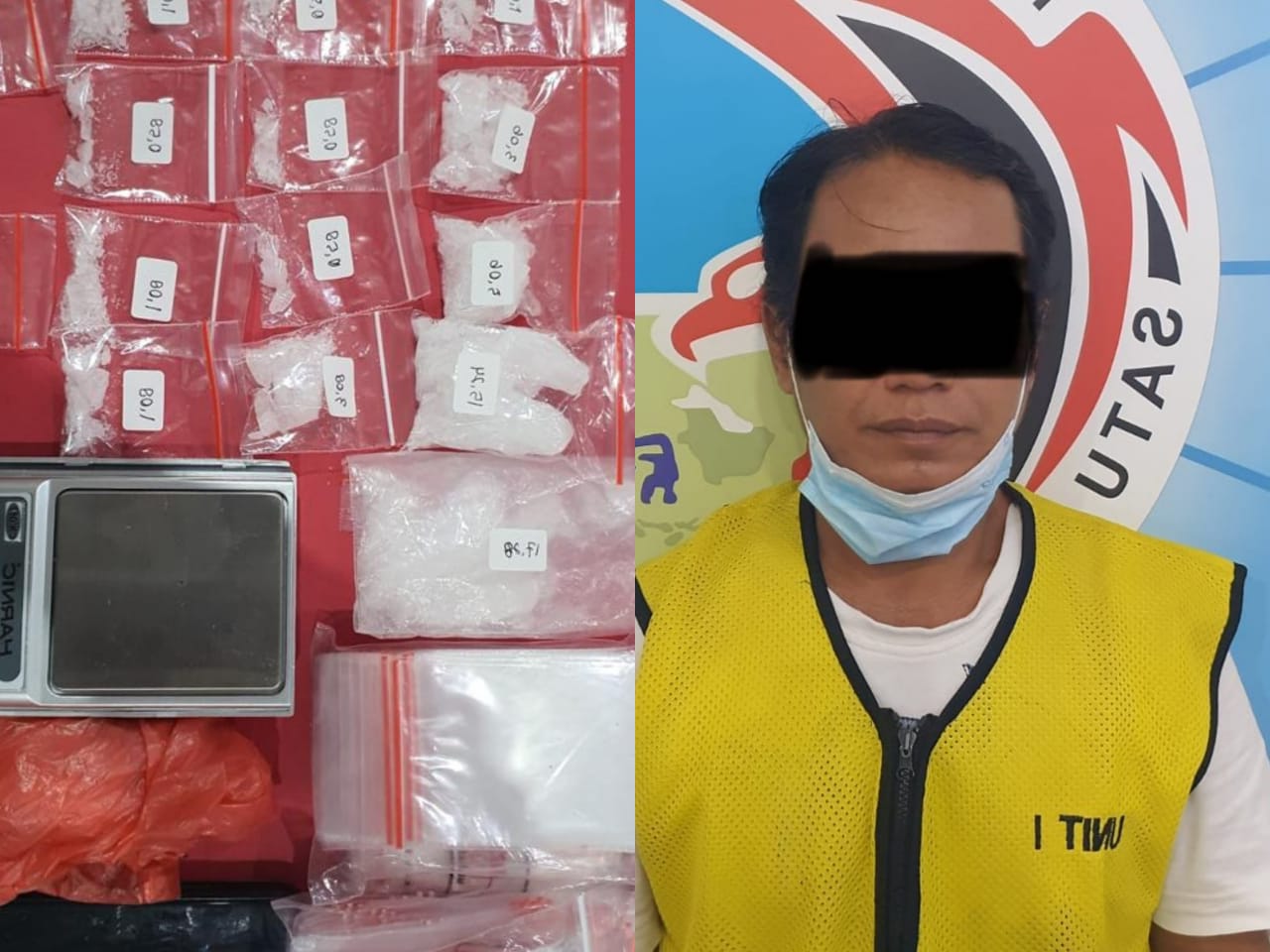 Oknum yang diamankan dan barang buktinya.