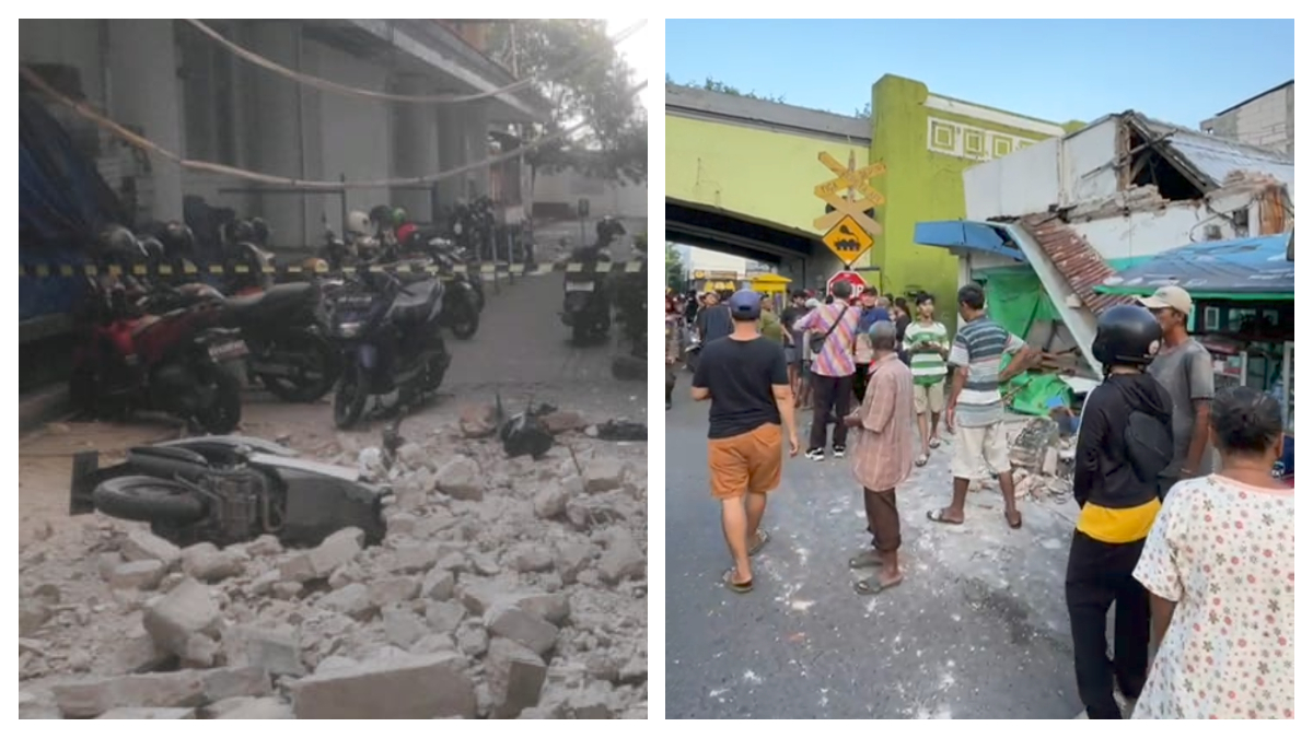 Dampak gempa di RS Unair dan rumah rusak di jalan Ngaglik Surabaya
