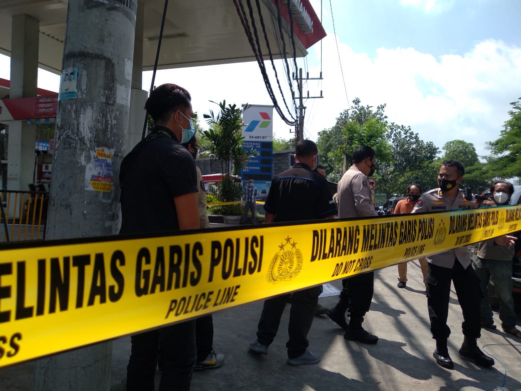 Kondisi SPBU Margomulyo Surabaya setelah terjadi kebakaran pada Minggu lalu.